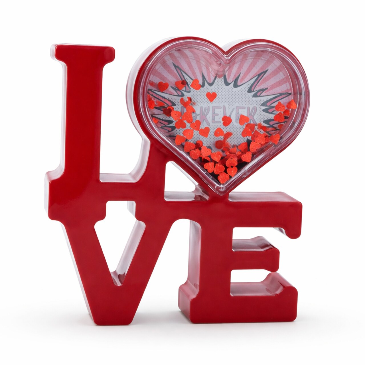 Red Love Sign in Heart Illuminated Plastic Picture Water Frame with LED Lights Romantic Valentine's Day Figurine